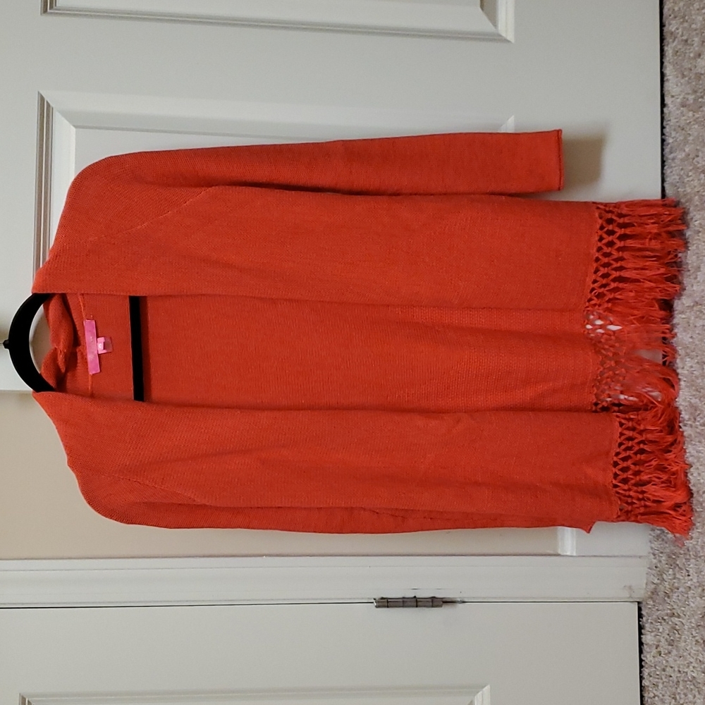 Red and gold Lilly Pulitzer cardigan, size XS, $50